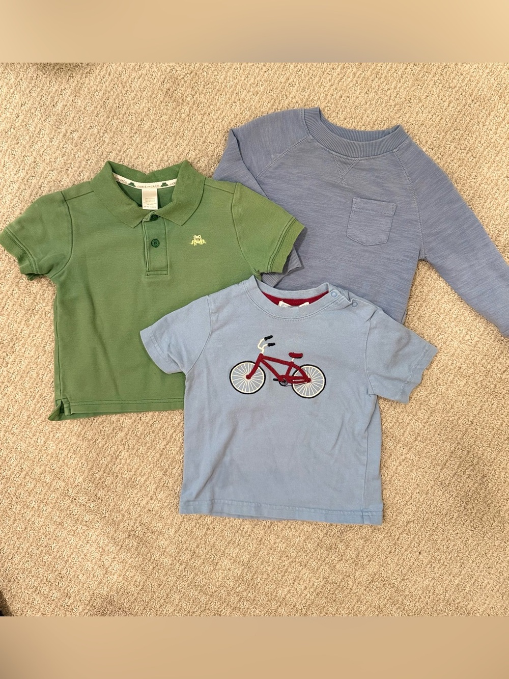 Janie and Jack Green Polo and Blue Bike Tee Set